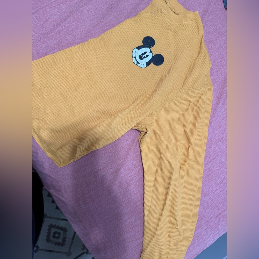 Yellow Long Sleeve Top with Mickey Mouse logo
